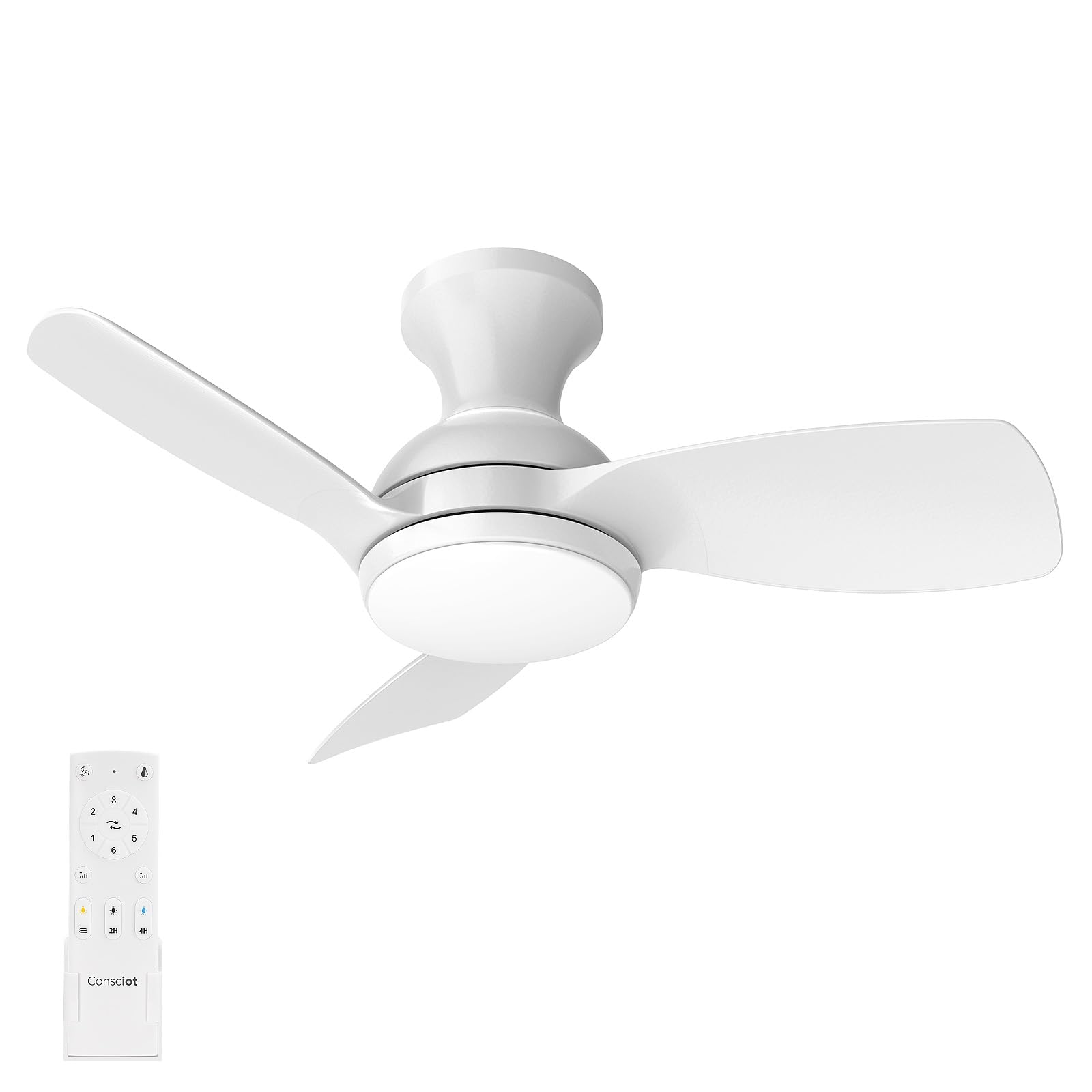 Consciot Ceiling Fans With Lights, 30 Inch Ceiling Fan Remote Control, Modern Ceiling Fan, Flush Mount, for Bedroom, Dimmable, Small Ceiling Fans, Noiseless