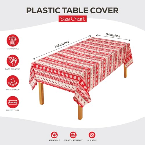 Utopia Kitchen Plastic Table Cloth Disposable (12 Pack - 54x108 Inch) Printed Rectangle Tablecloth Waterproof Stain Resistant Party Table Cover