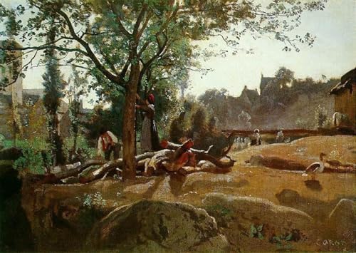 Art Posters Paysans sous les arbres Corot impression de qualité pour murale chic