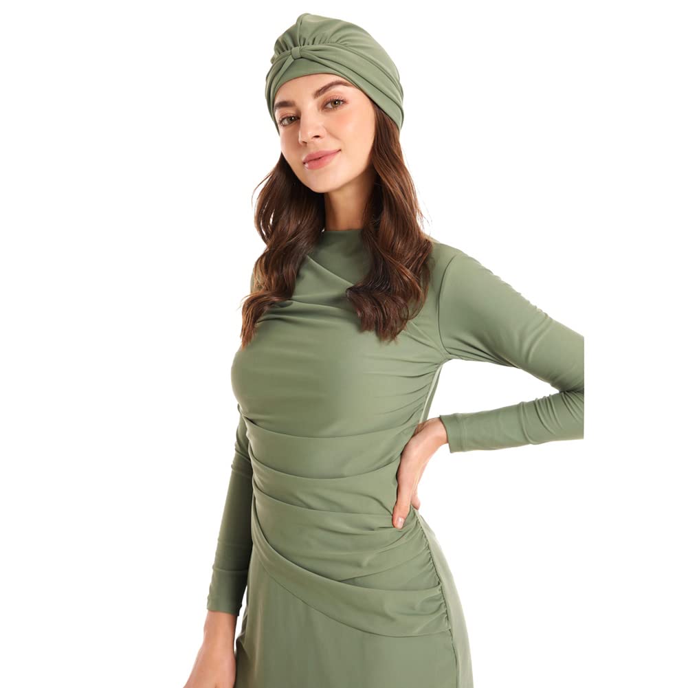 IWEMEK Maillots de Bain Musulman Femme Burkini Maillot Islamique 3 Pieces Ensemble Hauts Manches Longues Pantalons Hijab Voilée Couverture Complète Modeste Tenue de Plage Grande Taille