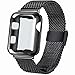 Produktbild INZAKI Kompatibel für Apple Watch Armband mit Hülle 40mm, Edelstahl Netz Schlaufen Armband mit Displayschutz Schlankes case für iWatch Series 4/5, Sport, Edition,Schwarz