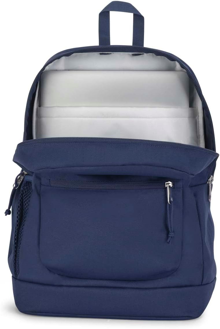 JanSport Cross Town Plus Backpack - Large Main Compartment, Side Water Bottle Pocket, 15-Inch Padded Laptop Sleeve - Navy