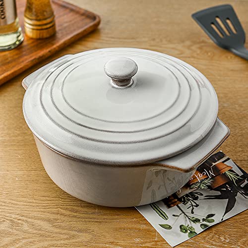 Koov Ceramic Casserole Dish With Lid Oven Safe, 2 Quart Casserole Dish, Covered Round Casserole Dish Set, 9 Inch Baking Dish With Lid For Dinner, Deep Casserole Cookware Set, Reactive Glaze #TOP6