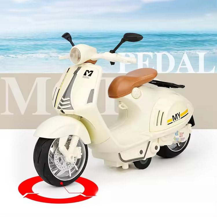 Image of FEXXA Police Motorcycle Toy - Pull Back Motorcycle Toys, Tiny Gift with Music Lighting, Latte Motorcycles Toy for Kids Boys Age 3-8 Year Old [Multicolor] (Little Bike-White)