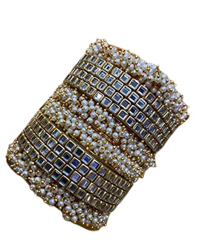 GenericShanaya Trader's Base Metal and Stone Bangle Set for Women (Set of 2)