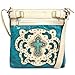 Justin West Tooled Turquoise Stone Cross Laser Cut Crossbody Messenger Bag Handbag Purse with Concealed Carry and Phone Slot (Turquoise)