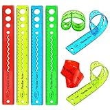 4Pcs 12 Inch Color Flexible Rulers - Soft Bendable Plastic Transparent Rulersl Dual Scale Bendable Flexible Rubber Rulers Shatterproof Clear Straight Ruler School,Classroom,Office Kids/Adults