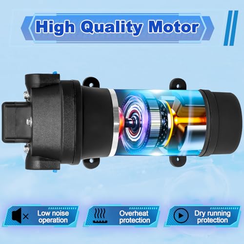 Image of 04406043A Water Pump,3.3GPM 115V 35PSI Diaphragm Water Pump With Strainer and Pressure Switch for RV Yacht Marine Caravan