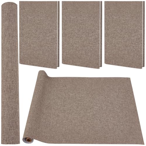 CRASPIRE Tela para Encuadernación de Libros de 51 x 11.8 Pulgada Cubierta de Tela de Poliéster de Lino Camello con Respaldo de Papel de Superficie A4 a A8 Cubierta Tejida para Álbumes de Recortes