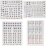 4 Sheets Eyes Stickers, Cute Cartoon Eyes Anime Figurine Dolls Water, Novelty for DIY Doll Accessories Scrapbook, Fun Eyeball Stickers