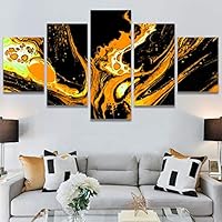 SIGNWIN 5 Panel Canvas Wall Art Modern Art Abstract Contemporary Edgy Mixed Media Multicolor Patterns for Home Decorations Ready to Hang - 60