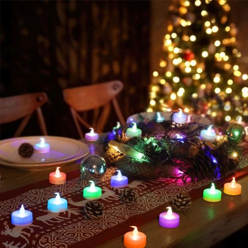 Image of Topstone Color Changing Led Tealight Candles with Remote Control and Timer,Battery Operated Flameless Candle, Votive Candles,Electric Tea Candles for Party,for Indoor Decoration,Pack of 12