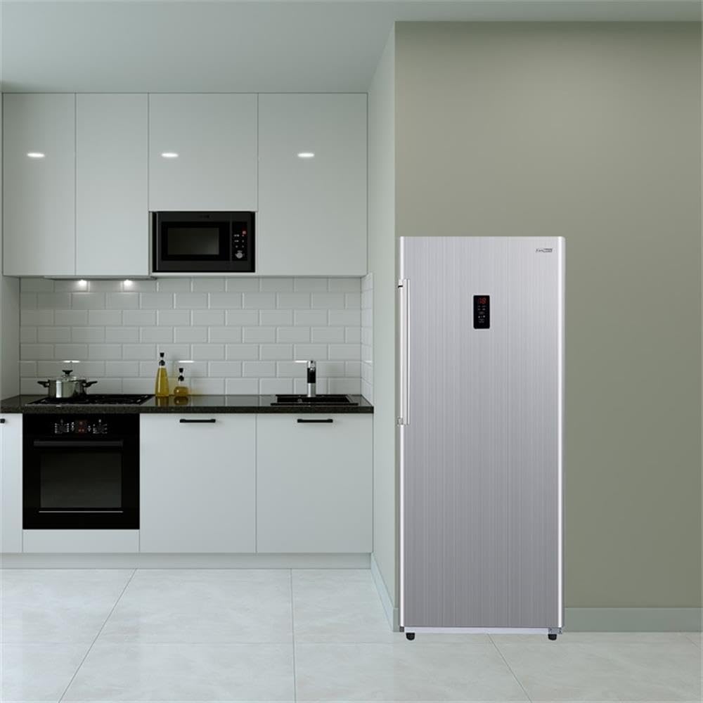 Pemberly Row 14 Cu. Ft. Upright Freezer/Refrigerator, Convertible With Frost-Free Technology, Stainless Finish, Reversible Door, Adjustable Glass Shelves, Garage Ready, Energy Star, 110v on Fridge.com - View 5