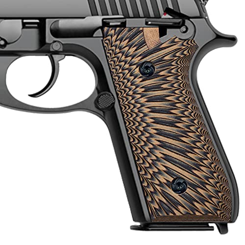 Guuun G10 Grips for Taurus PT92 Grips Starburst Texture Compatible with PT 92/99/100/101 Pistol and Decocker - Orange/Black