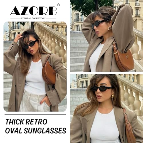 AZorb Retro Oval Sunglasses for Women Cat Eye Sun Glasses 90s Sunnies UV400 Protection2