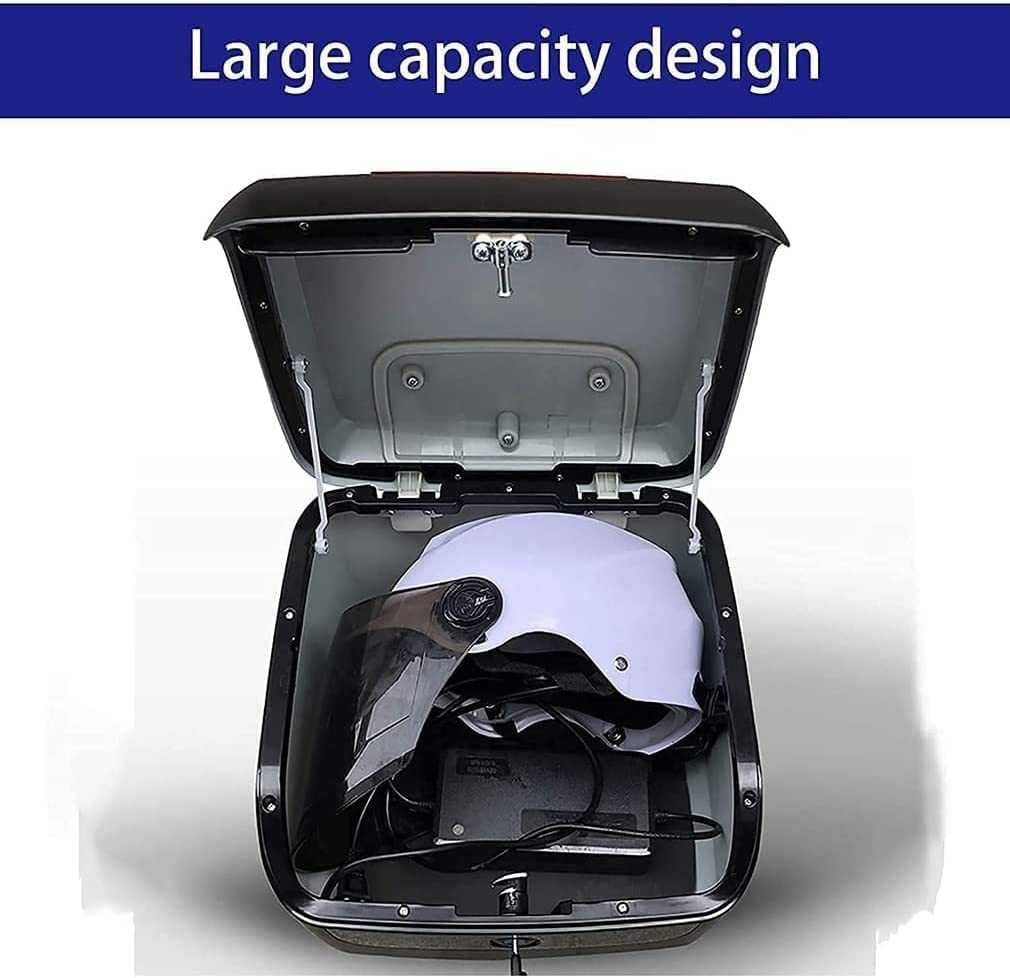 Valise supérieure de moto avec dossier souple, porte-casque verrouillable, boîte de rangement arrière de moto – Valise arrière pour cyclomoteur