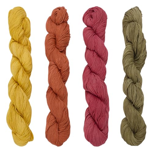 FREEBLOSS 4Pcs Sashiko Thread 110 Yards*4 Colors Natural Dyeing Cotton Embroidery Thread Japanese Quilting & Embroidery Sashiko Kit Supplies