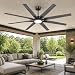 Airwit 183cm Deckenventilator mit Beleuchtung, Outdoor Deckenventilator mit Licht und Fernbedienung, extra groß, leise, wendbare Flügel, Industrial Design für großes Wohnzimmer, Schlafzimmer, Terrasse