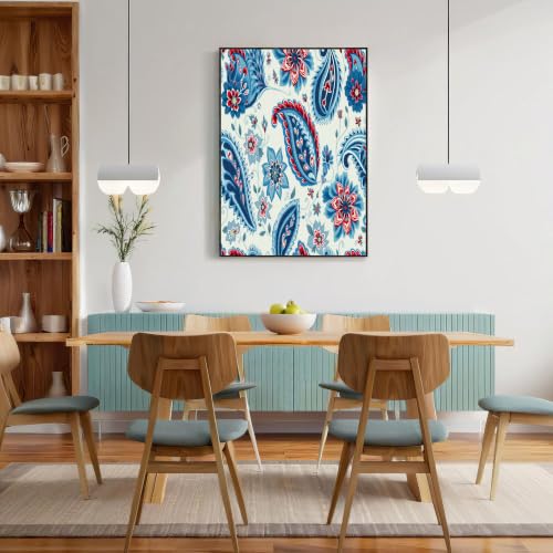 Impression sur toile cachemire bleue CDXNORA grand format