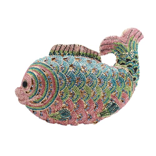 Image of Women Mini Fish Clutch Luxury Rhinestones Purse Sparkling Banquet Handbag Wedding Party Clutch Bag