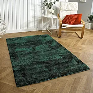 Flooring India Carpet 2500 GSM Super Soft Microfiber Anti Skid Slip Water Absorbent Machine Washable Newman Rugs for Bedroom, Kitchen (Hunter Green, 4x6 ft, Pack of 1)