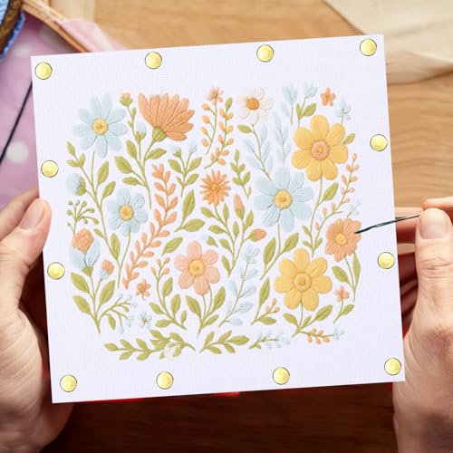 Image of Threehoney 50 Pcs Needlepoint Stretcher Bars Kit 8 Wooden Stretcher Bars, 40 Thumb Tacks and White Cloth Multi Size Embroidery Frame DIY Needlework Craft for Cross Stitch Art Accessories