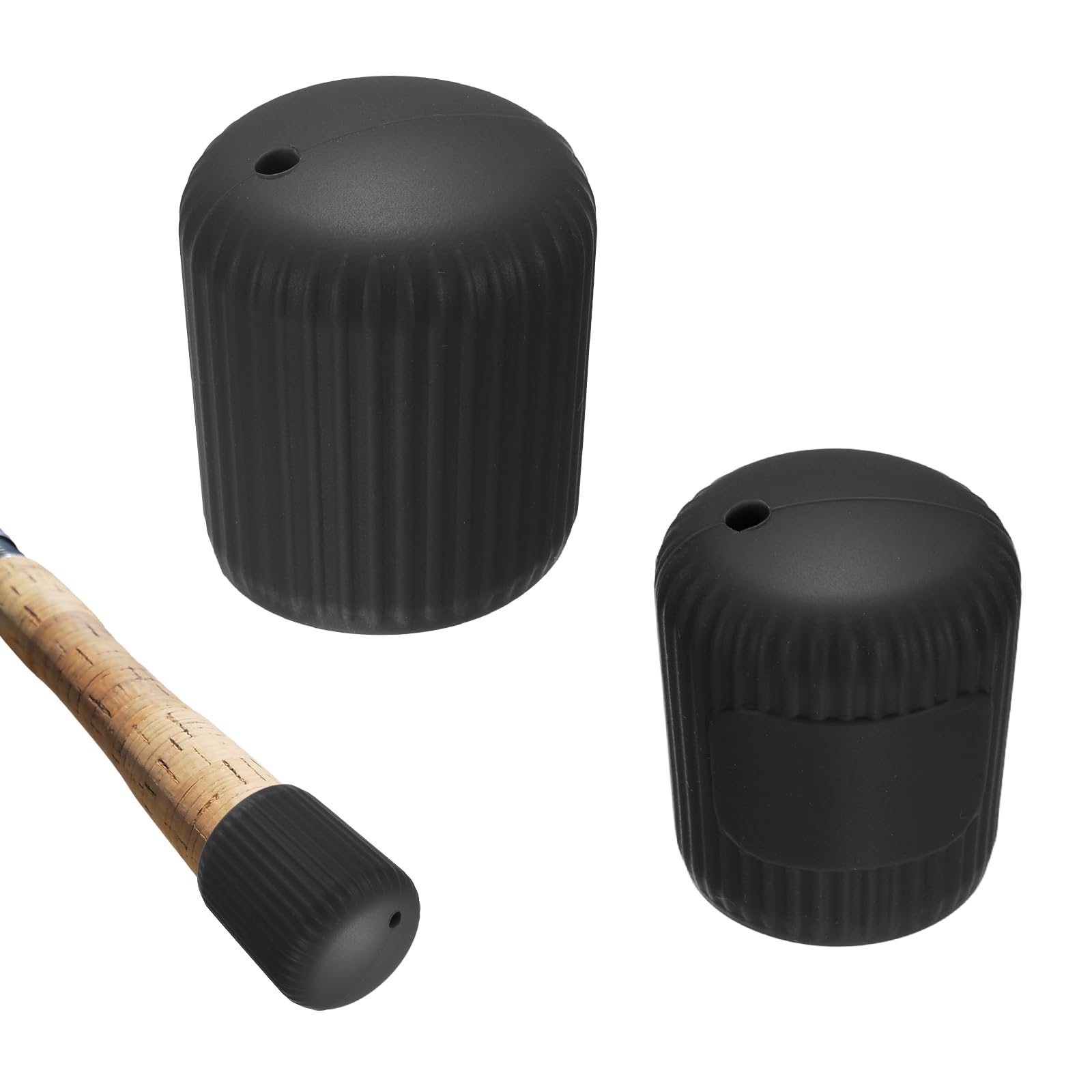YELARXI Fishing Rod Butt Cushion,2 Pack & 2 Size & Silicone & Black