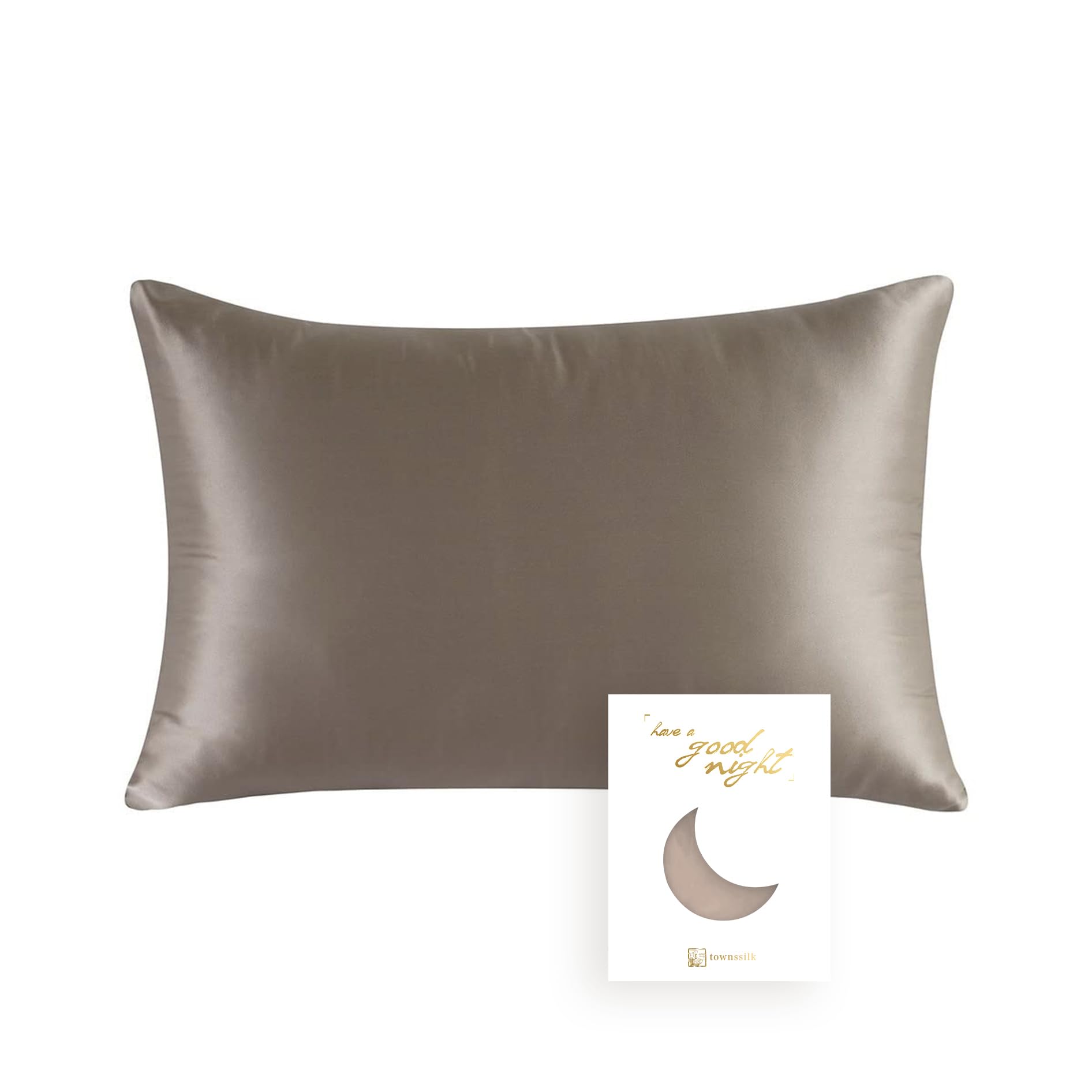 townssilk Federa di seta,100% naturale seta di gelso 19momme,doppia faccia,benefica per capelli e pelle,federa seta cuscino,ipoallergenica,cerniera nascosta,600 fili,1 pz,60x60cm,Lightbronze