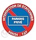 Aua Signaletique - Panneau Interdiction de Stationner Parking Privé - Ø 230 Mm, Aluminium Dibond 3 mm