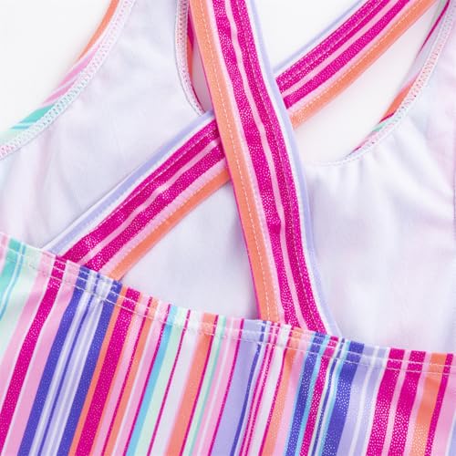 LIZENS Girls One Piece Swimwear with Cross Strap Design Colorful Swimsuit for Kids4