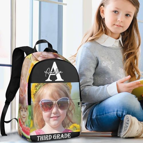 Image of Personalized Backpacks for Kids Custom Bookbag Lunch Box Set for Girls Boys Toddler School Daypack with Photo Name Elementary School Travel Daypack