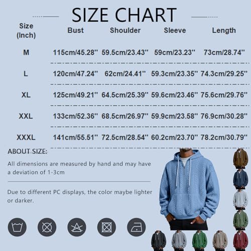 Mens Pullover Hoodie Textured Long Sleeve Sweatshirt Kangaroo Pocket - image 3