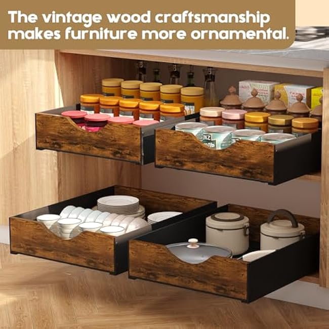 Durable Pull Out Cabinet Organizer, Wood Slide Out Drawers for Kitchen Storage, Practical Shelf Organizer for Spice Storage, Kitchen Organizers and Storage for Kitchen Pantry