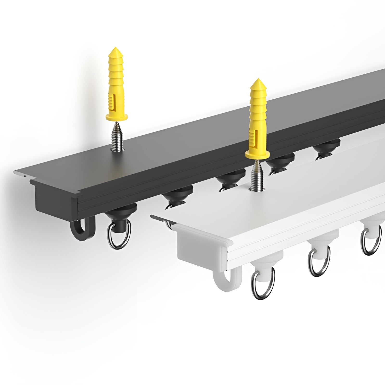 Wall Mounted Curtain Rail Track - Ceiling Curtain Track - Need To Drill - Easy Install - For Room Divider, Windows(White,160cm)