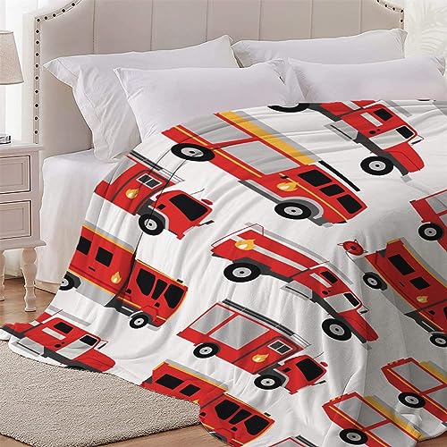Image of Fire Truck Fleece Throw Blanket - Super Soft, Cozy Flannel, Air Conditioning, 80x60 in for Adults