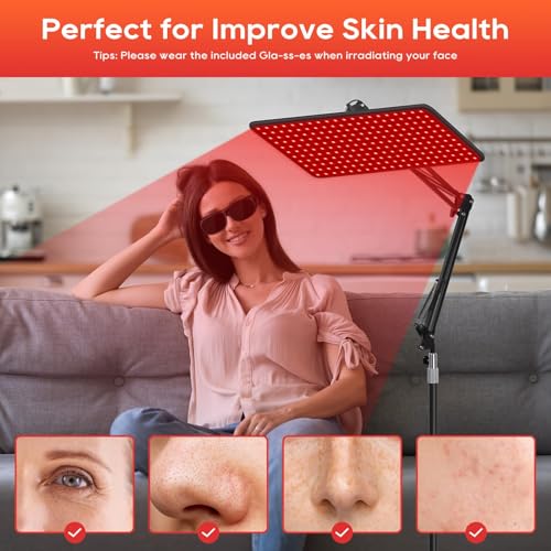 Image of Red Light Therapy for Body and Face, 660nm 850nm 940nm Infrared Redlight | Redlight-Therapy Lamp Device with Large Panel and Stable Stand at Home, Idea Gift for Women Wife Mom Sister Girlfriend (L)
