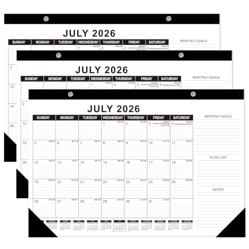 Image of GuassLee Desk Calendar 2026, 3 Packs, 19 Months Calendar 17 inch x 11.5 inch Desk Calendar from Jun. 2026 to Dec. 2027 with Julian Date, To-do List, Notes, Monthly Goals, for Home School Office