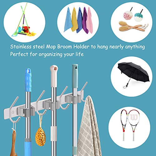 image for DOKU HOME DOKU Broom Mop Holder, Stainless Steel Wall Mount Tool Hange