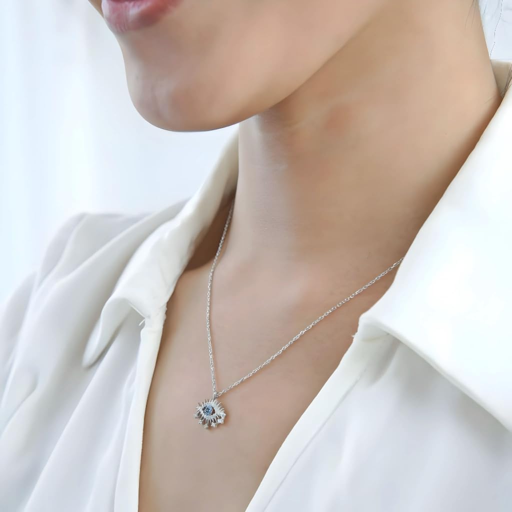 925 Sterling Silver Evil Eye Pendant Necklace | Rhodium-Plated Blue & White Zircon Lareyn Design | Women’s Protective Jewelry Gift - Image 5