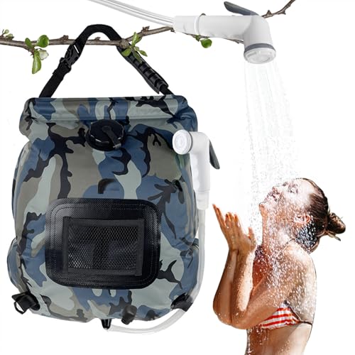 Sac de Douche Solaire Camping,20L Douche de Voyage avec Pomme de Douche,Solaire Sac de Douche,Pliant Extérieur pour Douche,Température 45 °C avec Commutable...