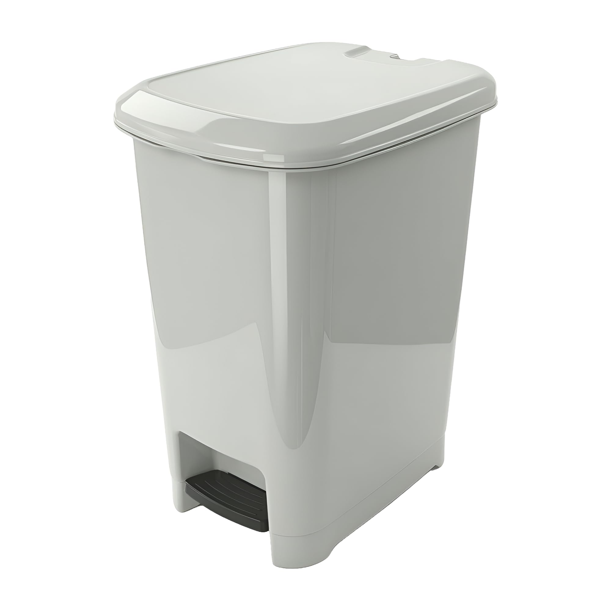 Optimal Products Plastic Square10,25 & 40L White & Grey Pedal Lid Bin Waste Garbage Indoor Outdoor Garden Kitchen Recycling DustBin (Light Grey, 25L)