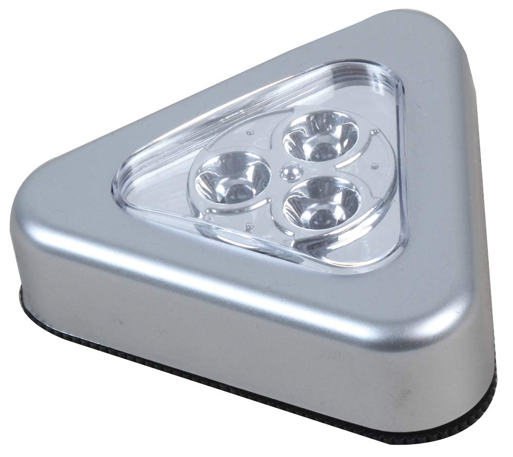 PRO ELEC Triangular LED Push Lights, Pack of 2 – Battery Powered, Cool White, Compact Adhesive Cabinet & Under-Cabinet Lighting (PEL01372)