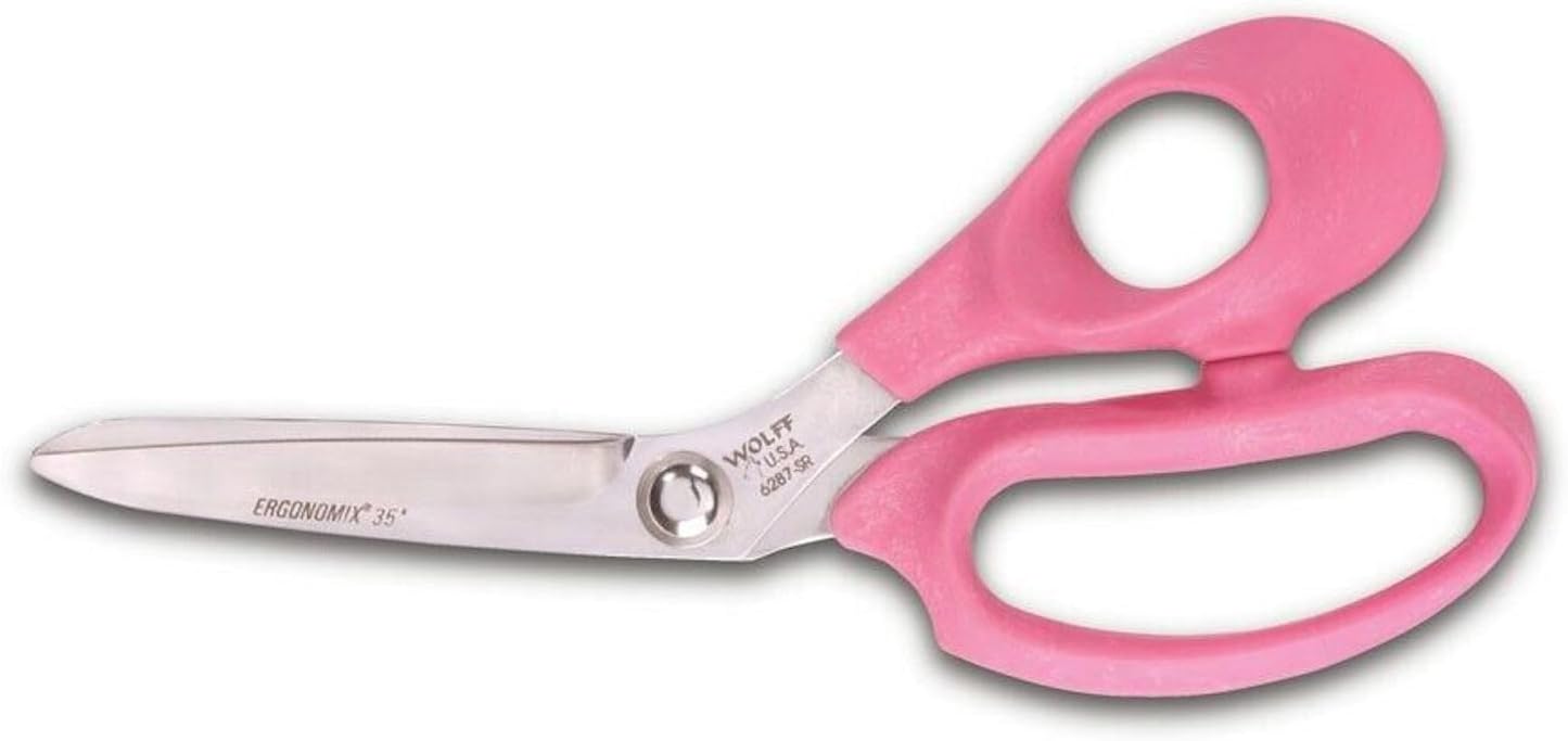 Wolff Ergonomix 8” Industrial & Fabric Shears/Scissors Pink Handles (for Smaller Hands) - Made in USA