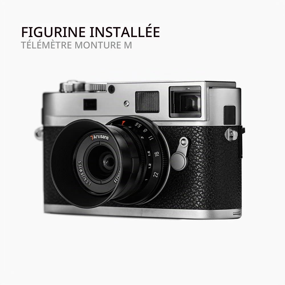 7artisans Objectif M28 mm F5.6 Plein Cadre avec Mise au Point Manuelle Prime avec Pare-Soleil d'objectif pour Appareil Photo Leica M Mount sans Miroir M2 M3 M4 M5 M6 M7 M8 M9 M9P M10