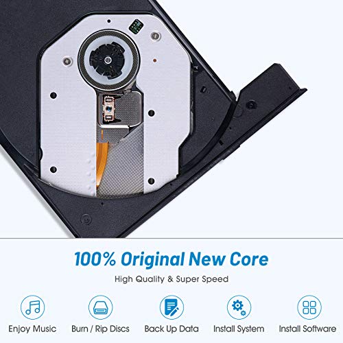 External CD DVD Drive, USB 3.0 Type-C Portable CD/DVD ROM +/-RW Drive/DVD Player Rewriter Burner with 2 USB, SD/TF Port, Micro USB, Compatible with Laptop Desktop PC Windows7/8/10 Linux OS Apple Mac