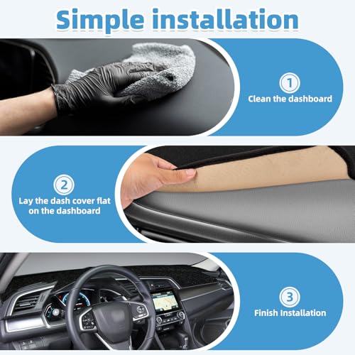 Image of Dash Cover Mat Compatible with Honda Civic 2016-2021 Non-Slip Dashboard Cover Mat Sunshade UV Rays Protector Interior Accessories