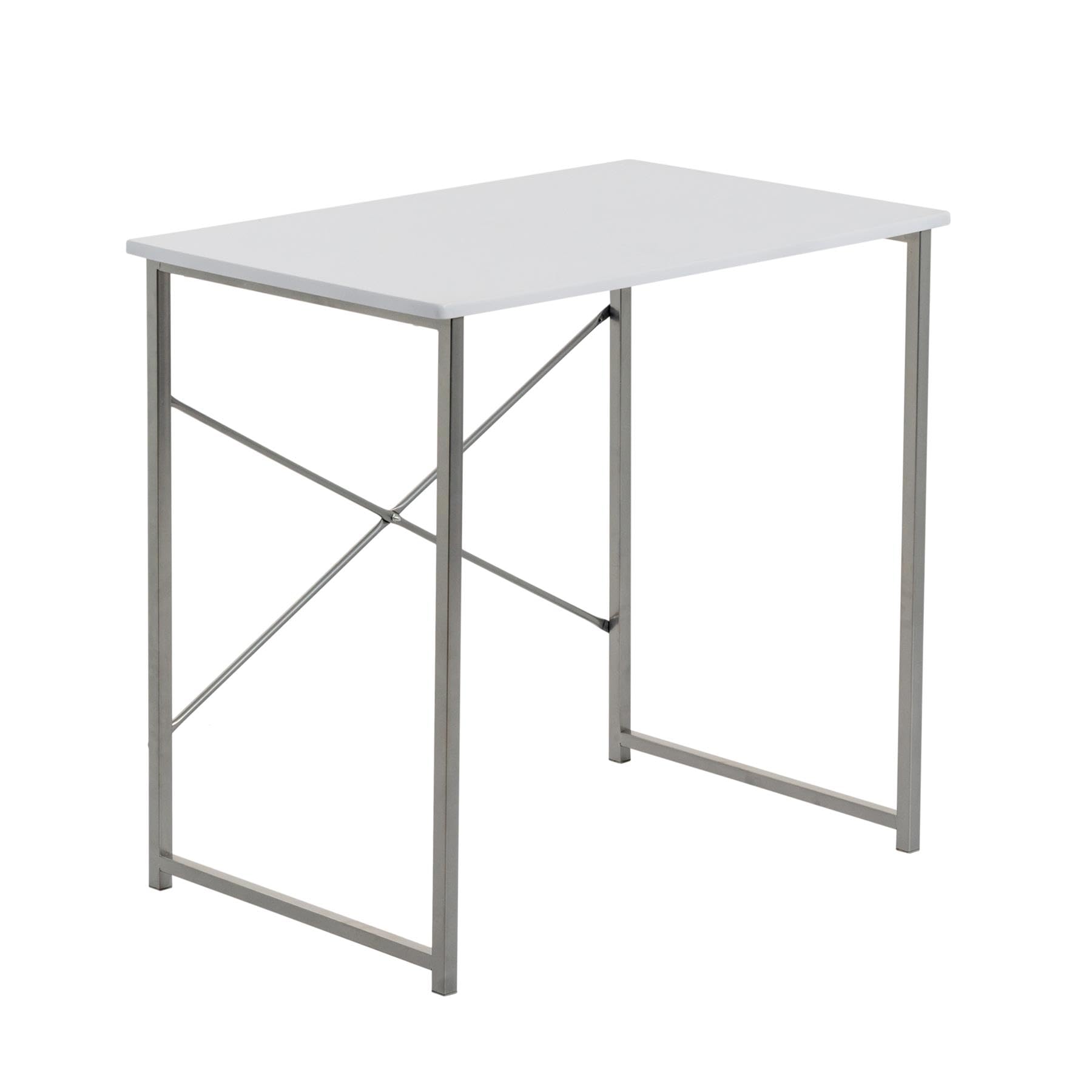Harbour Housewares Industrial Office Desk - 80cm - White - PC Computer Workstation Contemporary Laptop Durable Tubular Steel Compact Wooden Office Desk for Study