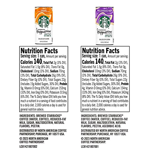 Starbucks Frappuccino Mini 2 Flavor Variety Pack, Caramel & White Chocolate Mocha, 6.5Oz 12Pk​ #TOP6