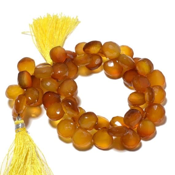 Quartz calcédoine jaune en forme de cœur perles LKBEADS pour création bijoux fait main 11x11mm