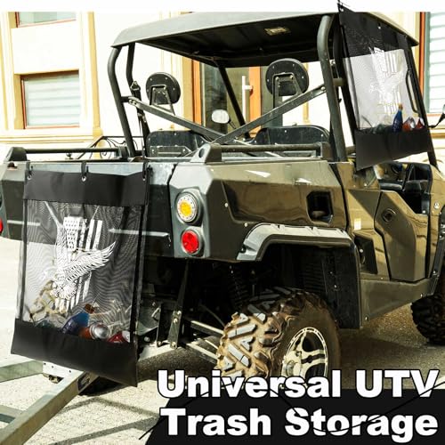 Image of 2 Pcs UTV Mesh Trash Bag 22 x 26 Inch Universal UTV Trash Storage Sack Large American Flag Sack Universal Fit for UTV， ATV, Golf Cart, Boat